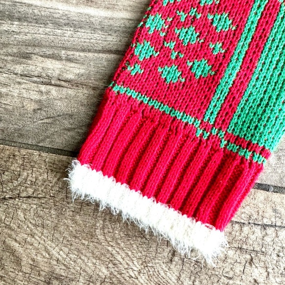 Pug Puppy Dog Christmas Holiday Sweater Crewneck Pullover Green Red Sequins Sz S - Picture 9 of 10